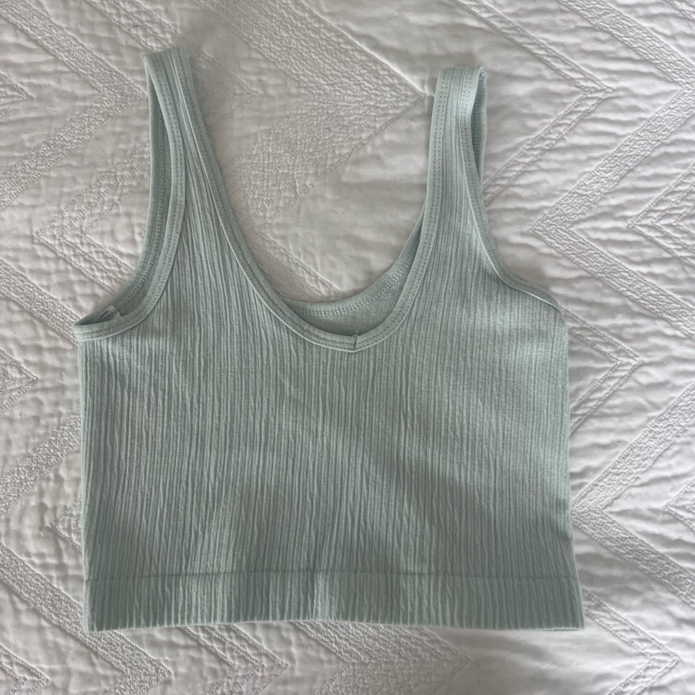Urban Outfitters Green Ribbed Crop Tank Top